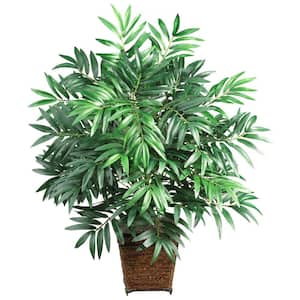 32 in. Artificial Bamboo Palm Silk Plant with Wicker Basket