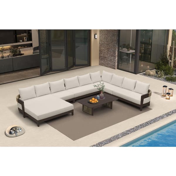 10-Piecess Patio Conversation Sets All Weather Outdoor Couch Sectional Set with Cushion Conversation Set Bronze