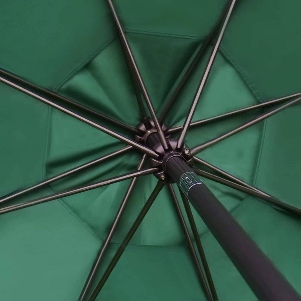 Dark Green 9' LED Lighted Market Patio Umbrella with Crank Lift