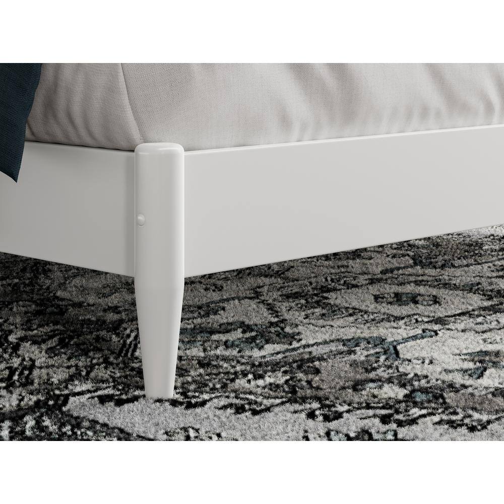 Naples White Queen Wood Low Profile Platform Bed with Slats