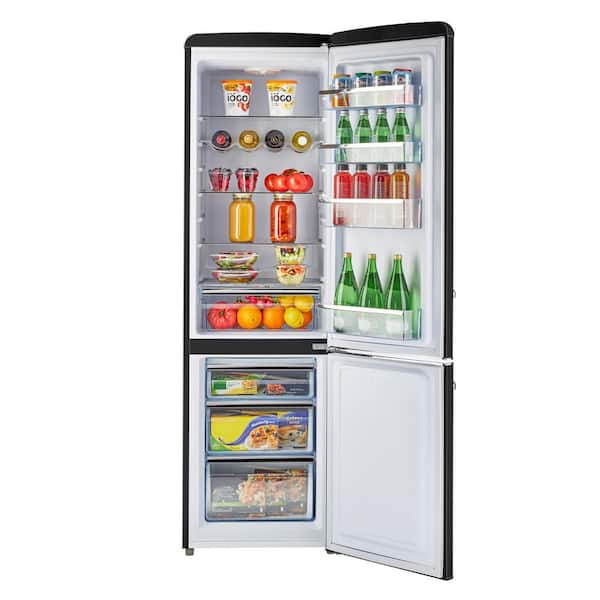 Classic Retro 21.6 in. 8.7 cu. ft. Retro Bottom Freezer Refrigerator in Midnight Black, ENERGY STAR