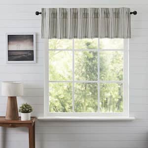 Ashmont 72 in. W x 16 in. L Ticking Stripe Cotton Valance in Charcoal Vintage White Warm Grey