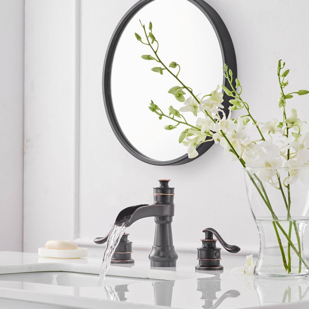 Oil-Rubbed Bronze 8-Inch Waterfall Widespread 2-Handle Bathroom Faucet