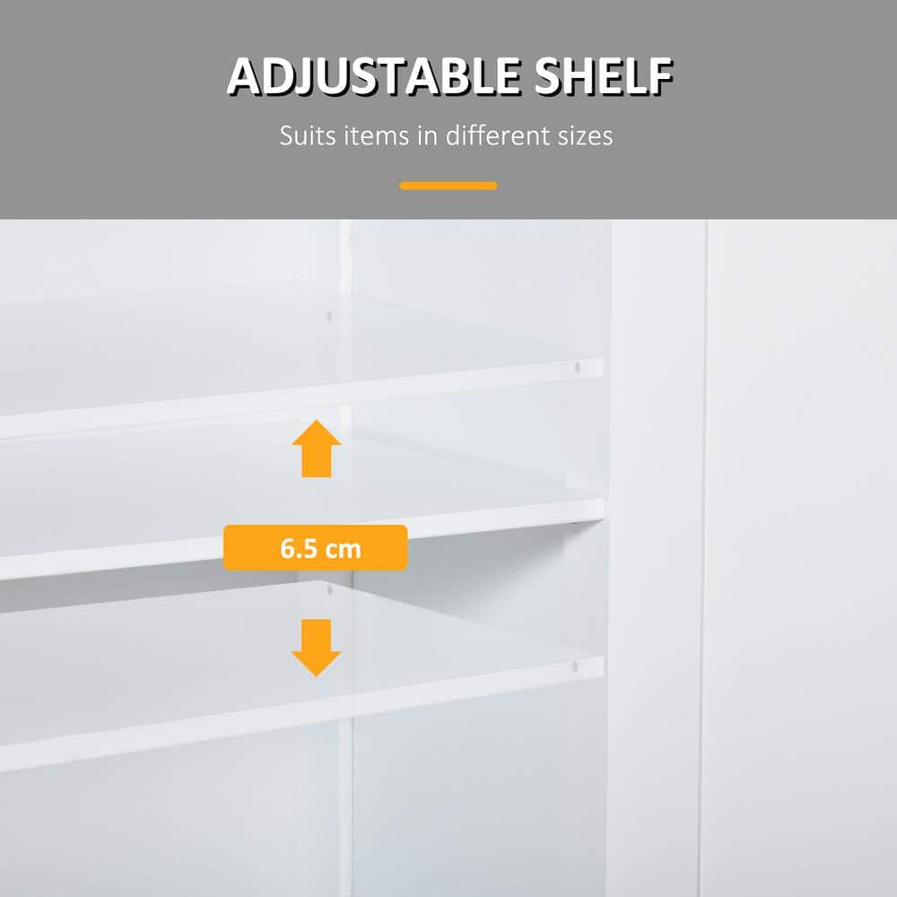White MDF Freestanding Bathroom Cabinet with Adjustable Shelving