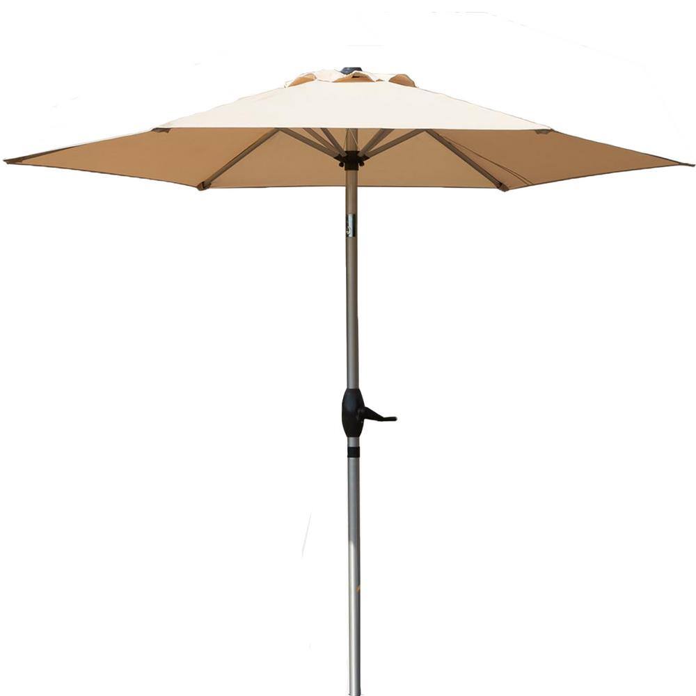 7.5 ft. Patio Outdoor Aluminum Market Umbrella with Push Button Tilt and Cr