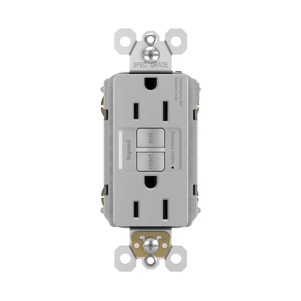 Legrand radiant 15 Amp 125-Volt Tamper Resistant GFCI Residential/Commercial Decorator Duplex Outlet, Gray