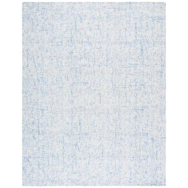 Abstract 10 ft. x 14 ft. Light Blue/Ivory Contemporary Marble Area Rug