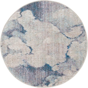Blue Gray 3 ft. 3 x 3 ft. 3 in. Rainbow Area Rug