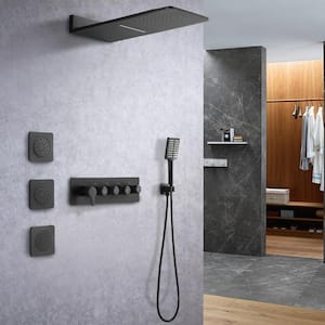 Single Handle 3-Spray Shower Faucet 2.0 GPM with Pressure Balance and 3 Body Jets in Matte Black