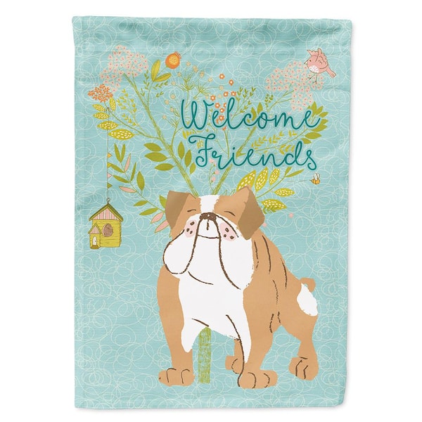 Caroline's Treasures 11 in. x 15-1/2 in. Polyester Welcome Friends English Bulldog 2-Sided 2-Ply Garden Flag