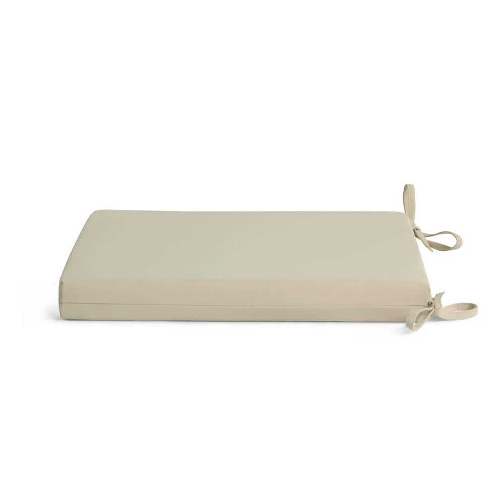 Set of 4 Beige Outdoor Dining Chair Cushions with Ties