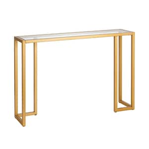 Oscar 42 in. Brass Rectangle Glass Console Table