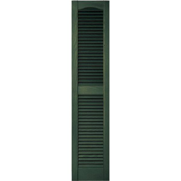 Builders Edge 12 in. x 55 in. Louvered Vinyl Exterior Shutters Pair in #283 Moss