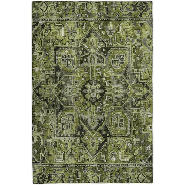 Dream Shag Premium Machine Washable Abstract ADS570 Olive 10 ft. x 14 ft. Area Rug