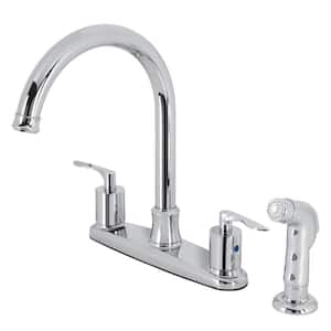 Serena 2-Handle Deck Mount Centerset Kitchen Faucets with Side Sprayer in Polished Chrome
