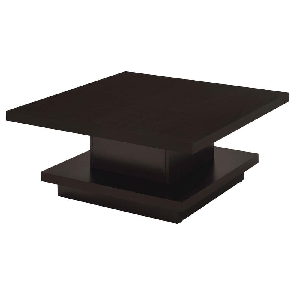Coaster 35 .5in Cappuccino Square Wood Coffee Table with Pedestal