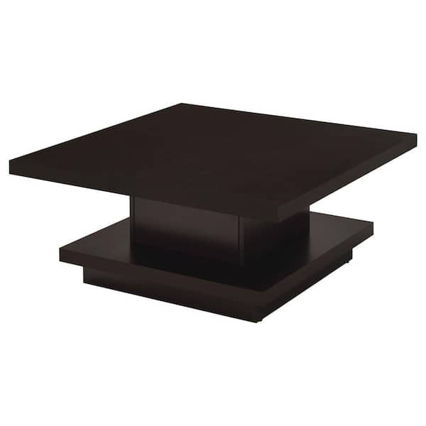 Coaster 35 .5in Cappuccino Square Wood Coffee Table with Pedestal Base