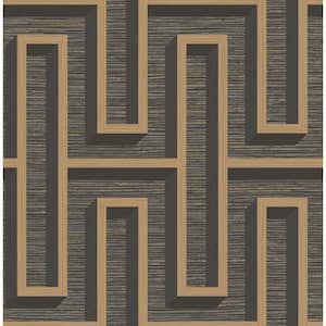 Henley Black Geometric Grasscloth Paper Non-Pasted Textured Wallpaper