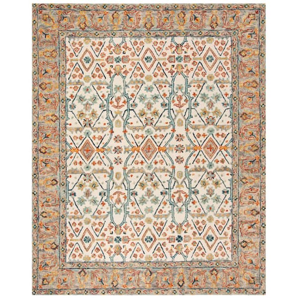 SAFAVIEH Aspen Ivory/Blue 9 ft. x 12 ft. Border Area Rug APN310A-9 - The  Home Depot