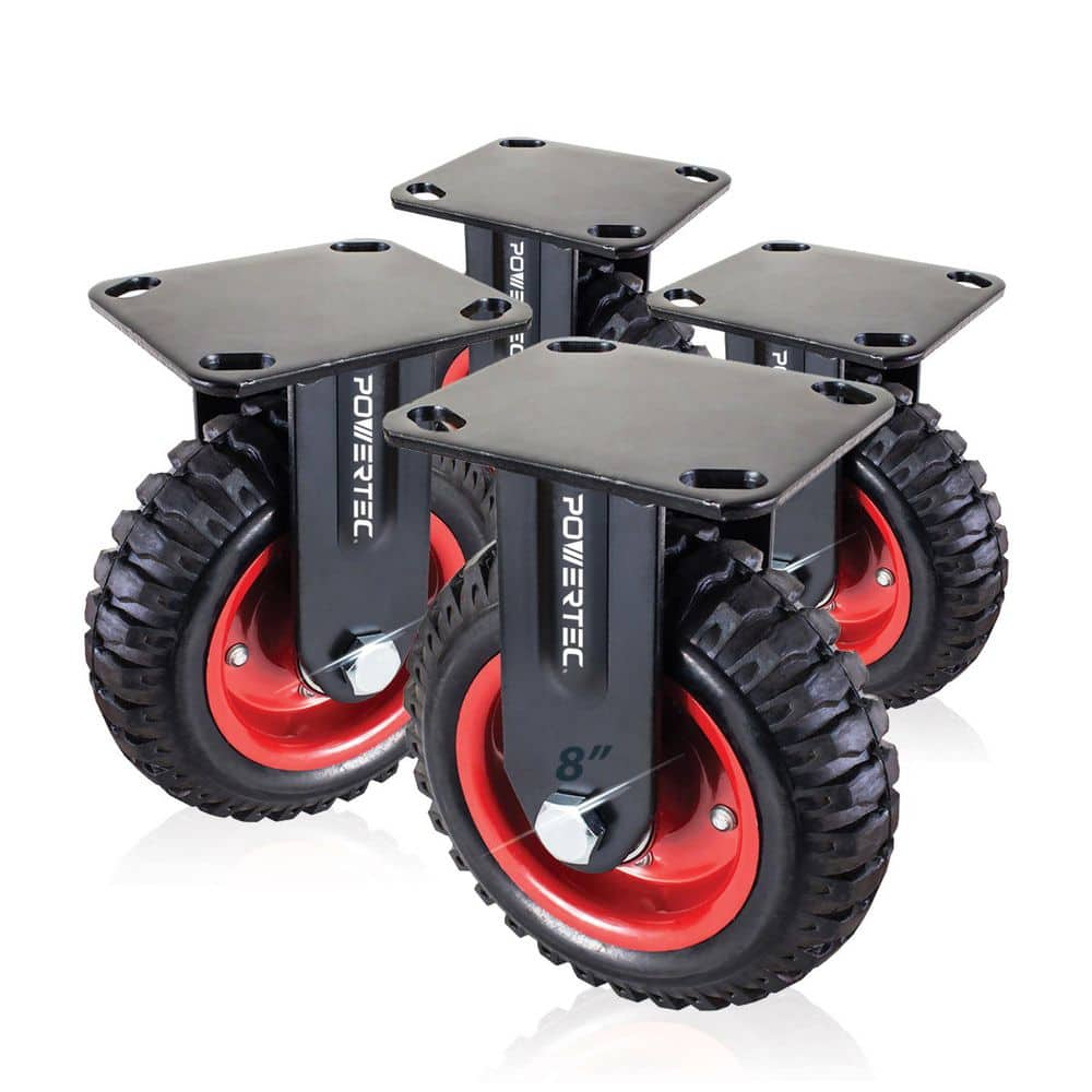 8 in. Fixed Plate Caster Wheels, Heavy-Duty Plate Casters with Rubber Knobby Tread for Workbench, Dolly, Cart (4-Pack) price history on PriceWatchPro