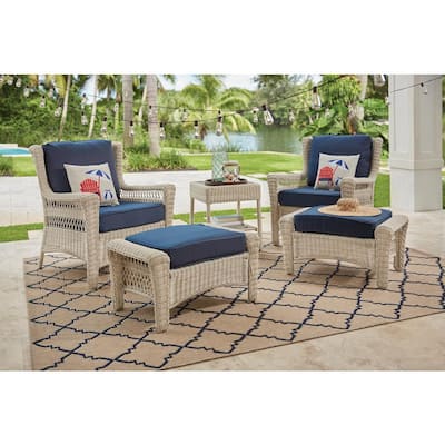 Park Meadows Off-White Wicker Outdoor Patio Accent Table