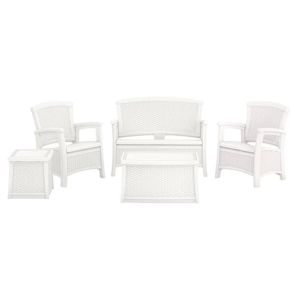 Suncast Elements 5 Piece Plastic Patio Conversation Set Bmset5500w The Home Depot Suncast Elements 5 Piece Plastic Patio, Suncast Elements Outdoor Furniture