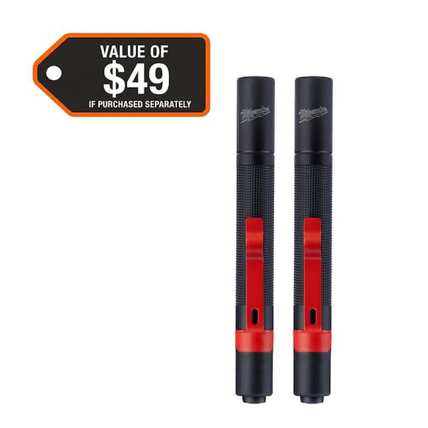 100 Lumens Aluminum Pen Light with Clip (2-Pack)
