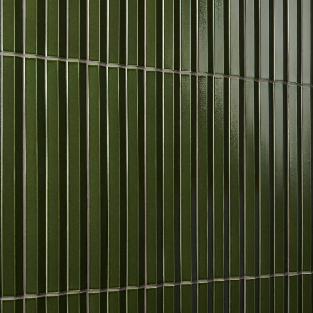 Apex Verde Green 5" x 16" 3D Polished Porcelain Wall Tile