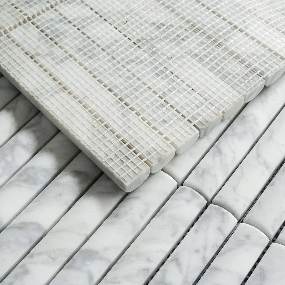 White Marble Linear Mosaic Tile for Wall and Floor