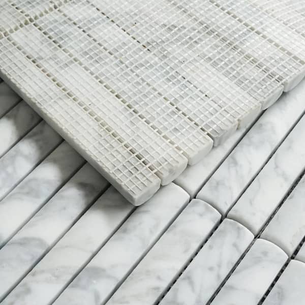 MOLOVO Natural White Convex 11.82 in. x 11.82 in. Brick Joint