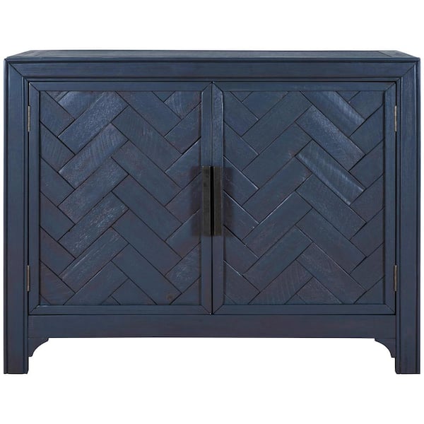 Unbranded 40" Blue Modern Rectangle Wood Console Table with 2 Shelves