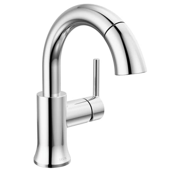 Delta Trinsic Single Handle High Arc Single Hole Bathroom Faucet with Pull-Down Spout in Chrome