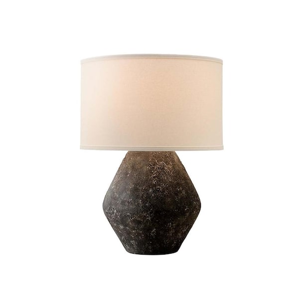 Troy Lighting Artifact 23 in. Graystone Table Lamp with Off-White Linen Shade