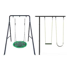 Outdoor Frame Plus Playset Extension Plus Adjustable Rope Swing Set, Belt Swing Type