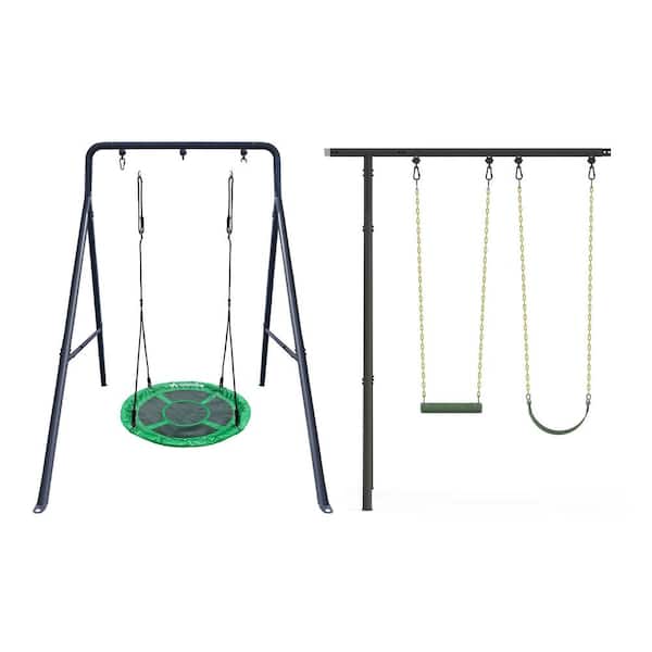 Unbranded Outdoor Frame Plus Playset Extension Plus Adjustable Rope Swing Set, Belt Swing Type