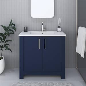 Austin 36 in. W x 20 in. D Bath Vanity in Navy with Acrylic Vanity Top in White with White Basin