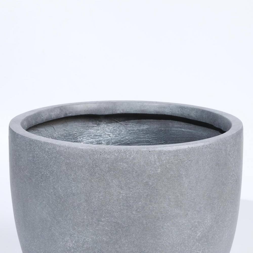 9.2" Gray Magnesium Oxide Round Tapered Planter