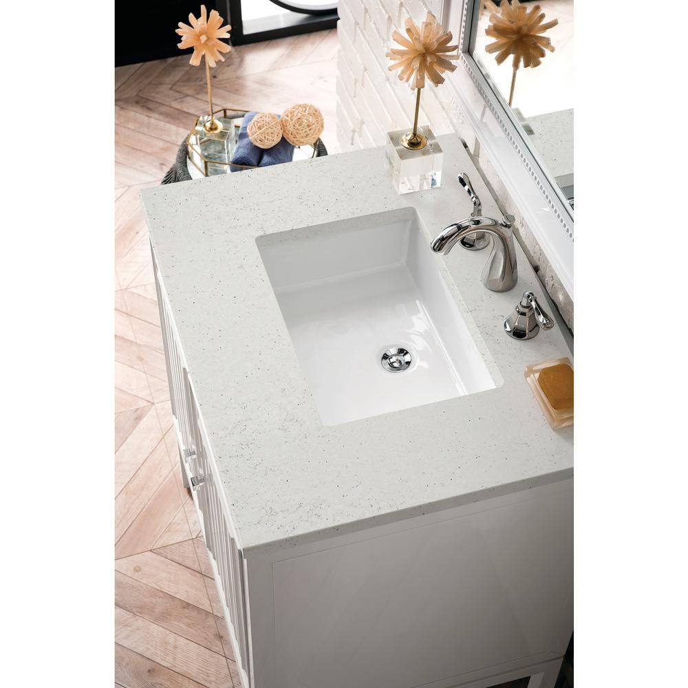Athens 30" Glossy White Single Bathroom Vanity with Quartz Top