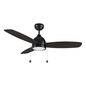 Troyes 52 in. Integrated LED Indoor Black 5-Speed DC Ceiling Fan with Light Kit and Color Changing Pull Chain