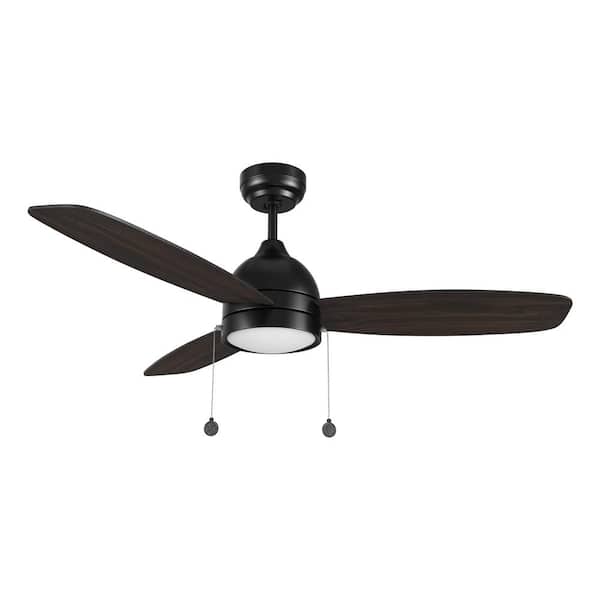 CARRO Troyes 52 in. Integrated LED Indoor Black 5-Speed DC Ceiling Fan with Light Kit and Color Changing Pull Chain