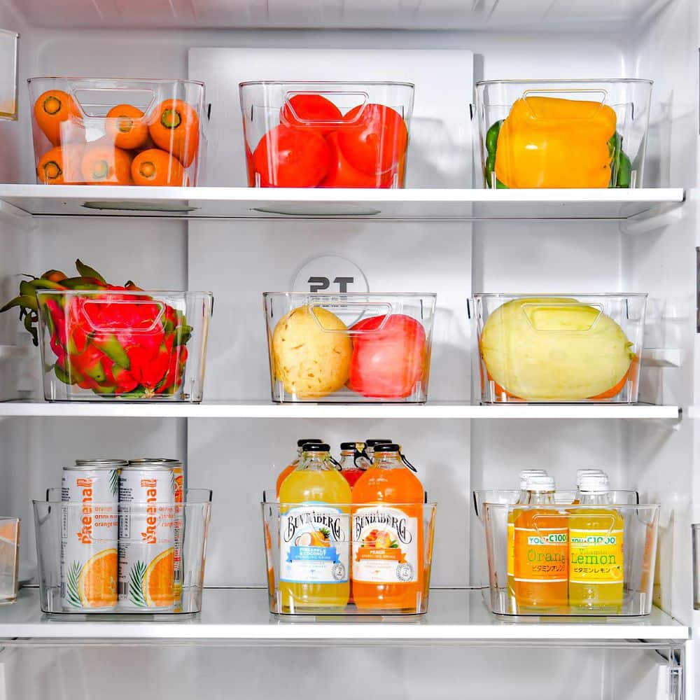 Wudkey 12-Pack Clear Plastic Storage Bins, Pantry Organizers and