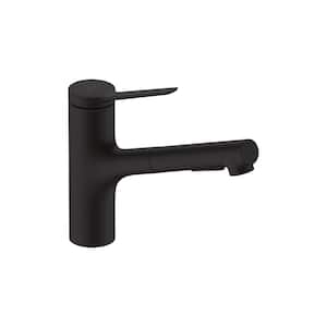 Zesis Single-Handle Pull Out Sprayer Kitchen Faucet with QuickClean in Matte Black