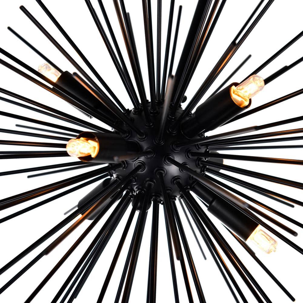 Savannah 30" Black Sputnik Modern Chandelier with Golden Touch
