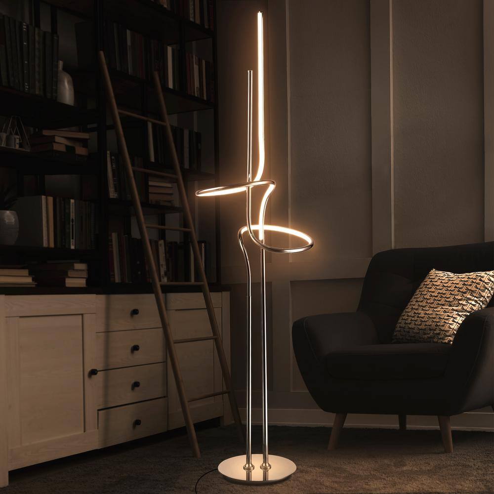 Sketch 64" Silver Adjustable Arc LED Floor Lamp