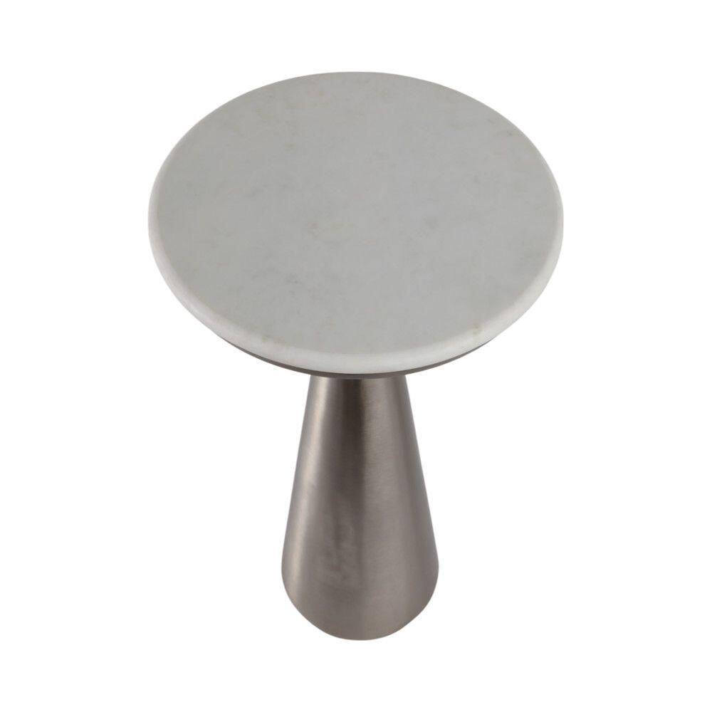 11 in. Silver Round Marble Accent Table with Sleek Tapered Base - thumbnail 9