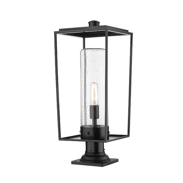 Unbranded Sheridan 24 .5 in 1 Light Black Aluminum Hardwired Outdoor Weather Resistant Pier Mount Light with No Bulb Included