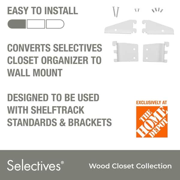 ShelfTrack 0.75 in. L White Steel Wall Mount Shelving Conversion Bracket for Selectives Closet System