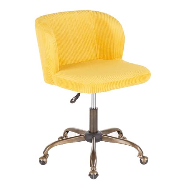 Lumisource Fran Antique Yellow Corduroy Adjustable Task Chair
