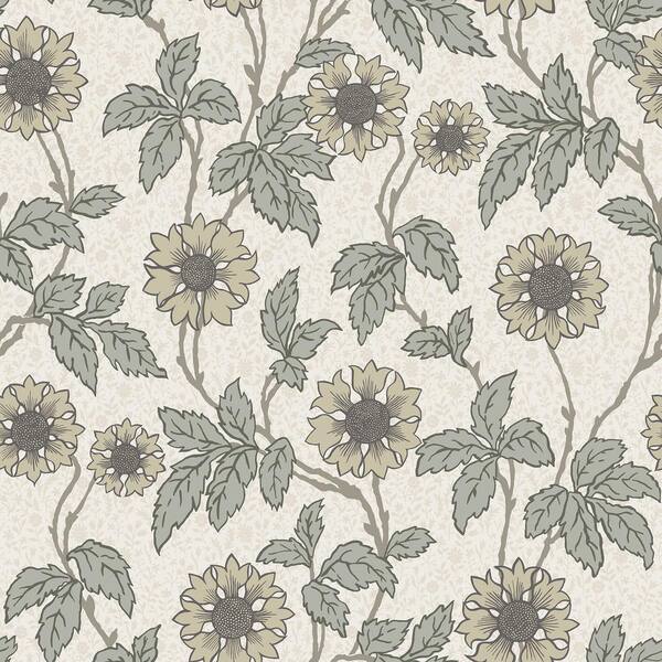 A-Street Prints Leilani White Floral Wallpaper Sample