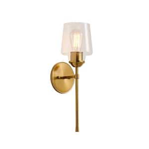 1-Light Gold Wall Sconces with Goblet Clear Glass Shade